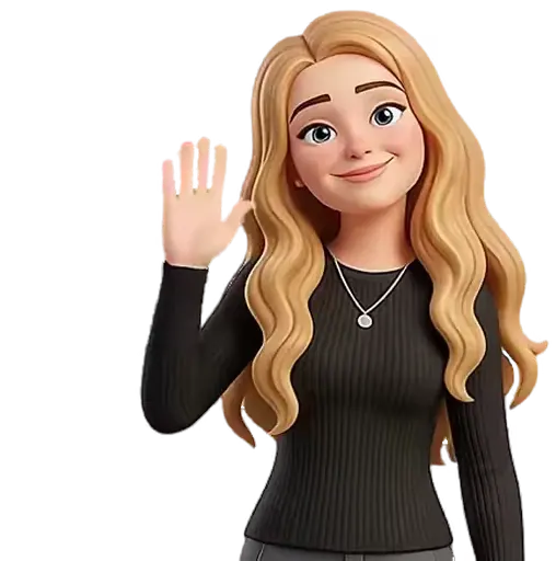 A blonde character waving
